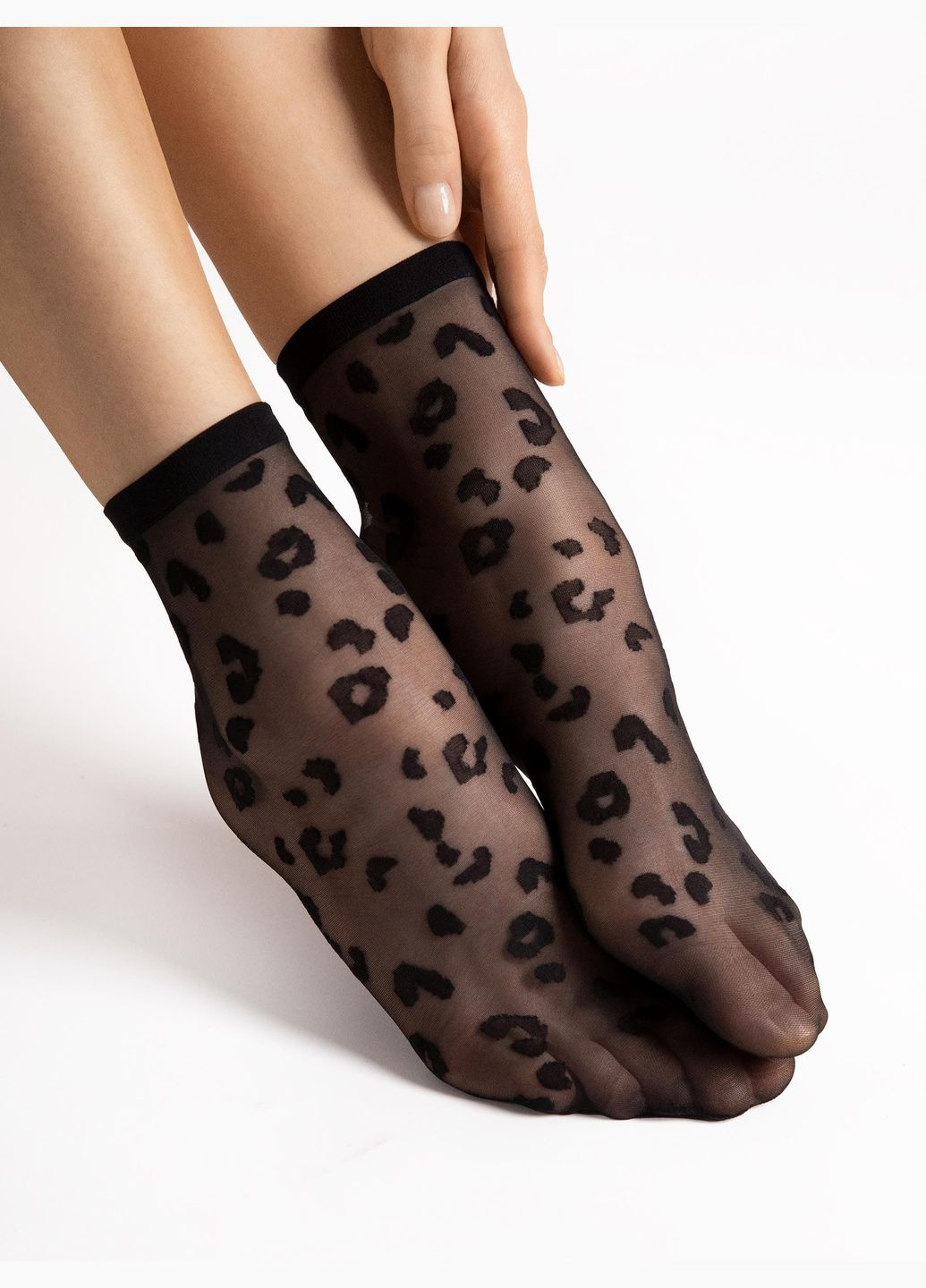 Чёрные женские носки Fiore леопардовые (300075549)