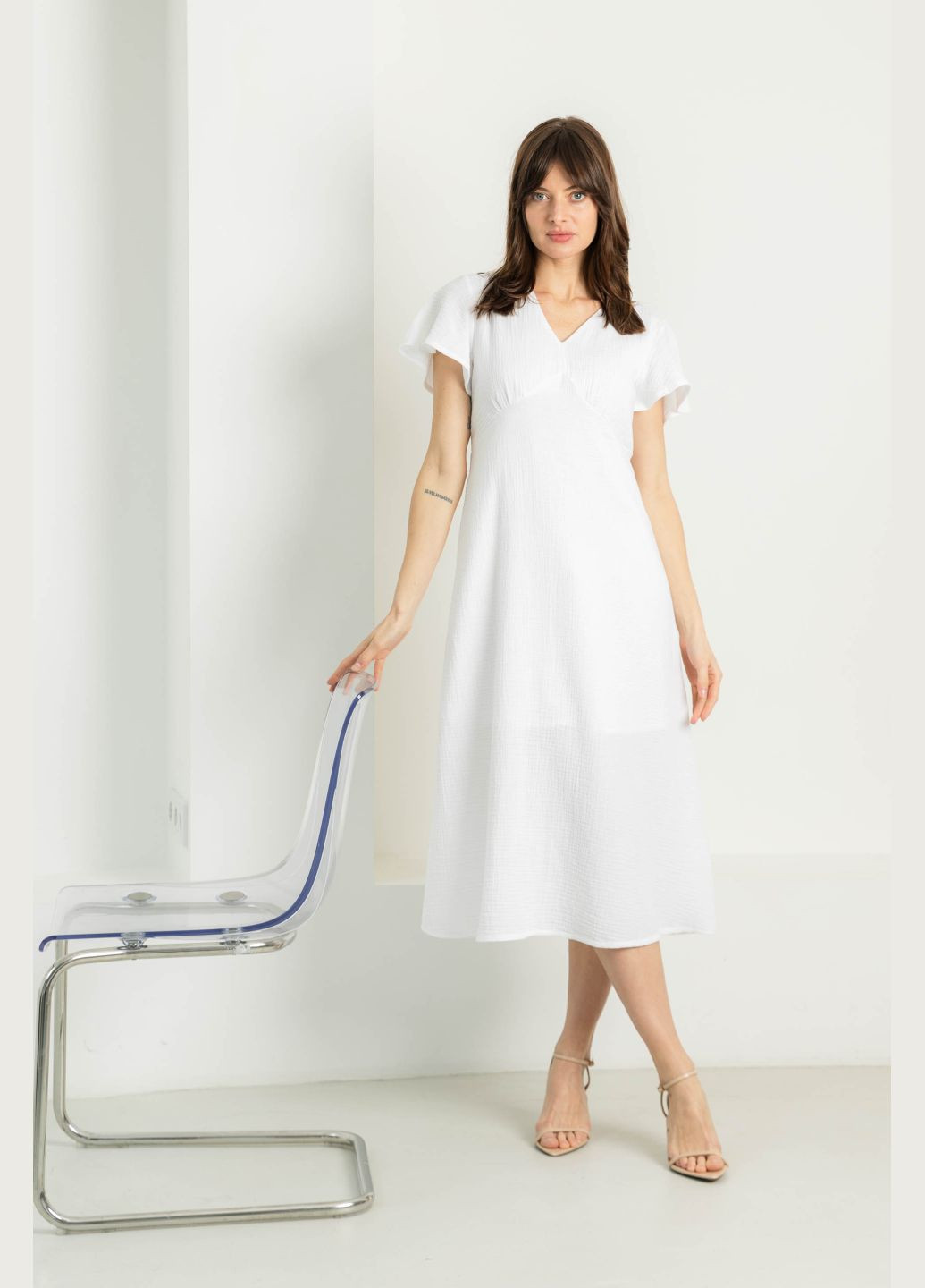 Білий повсякденний сукня ST-Seventeen однотонна