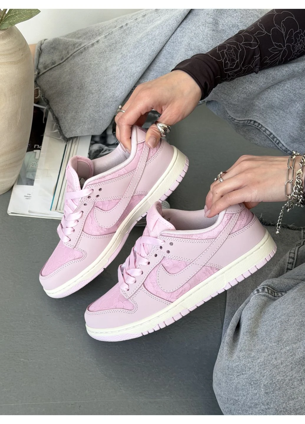 Рожеві всесезонні nike sb dunk low wmns lace pack - regal pink Vakko