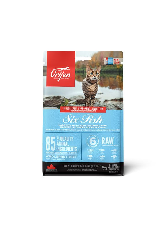 Сухий корм для кішок всіх порід 6 Fish Cat & Kitten з рибою 340 г (o28134) Orijen (315501839)