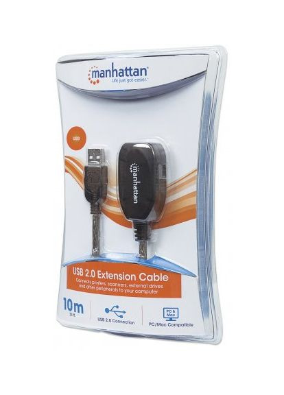 Кабель USB AM-AF (продолжатель), 10.0 м, активный, RTL Manhattan INTRACOM (317558260)