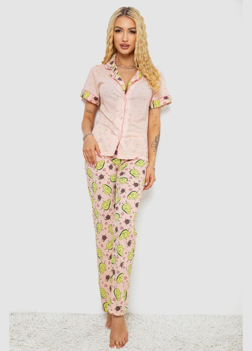 Персикова всесезон жіноча піжама з принтом,, 243r7091 Ager