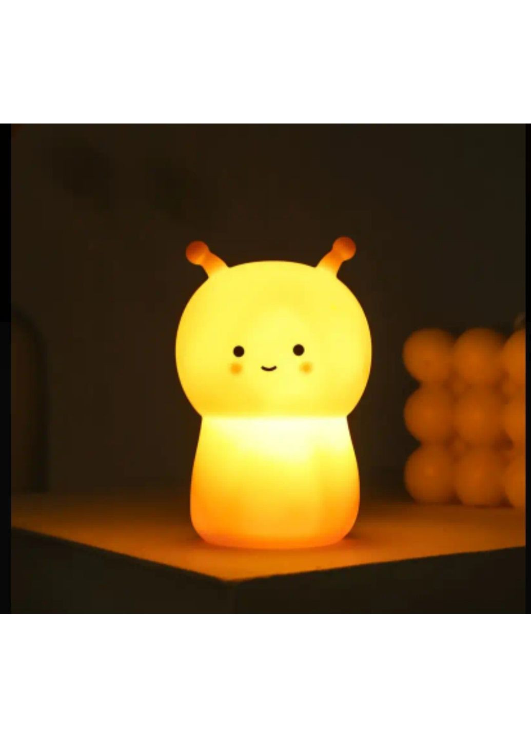 Нічник маленький дитячий пластиковий у формі равлика з антенками, LED світильник із м'яким теплим світлом No Brand (350349779)