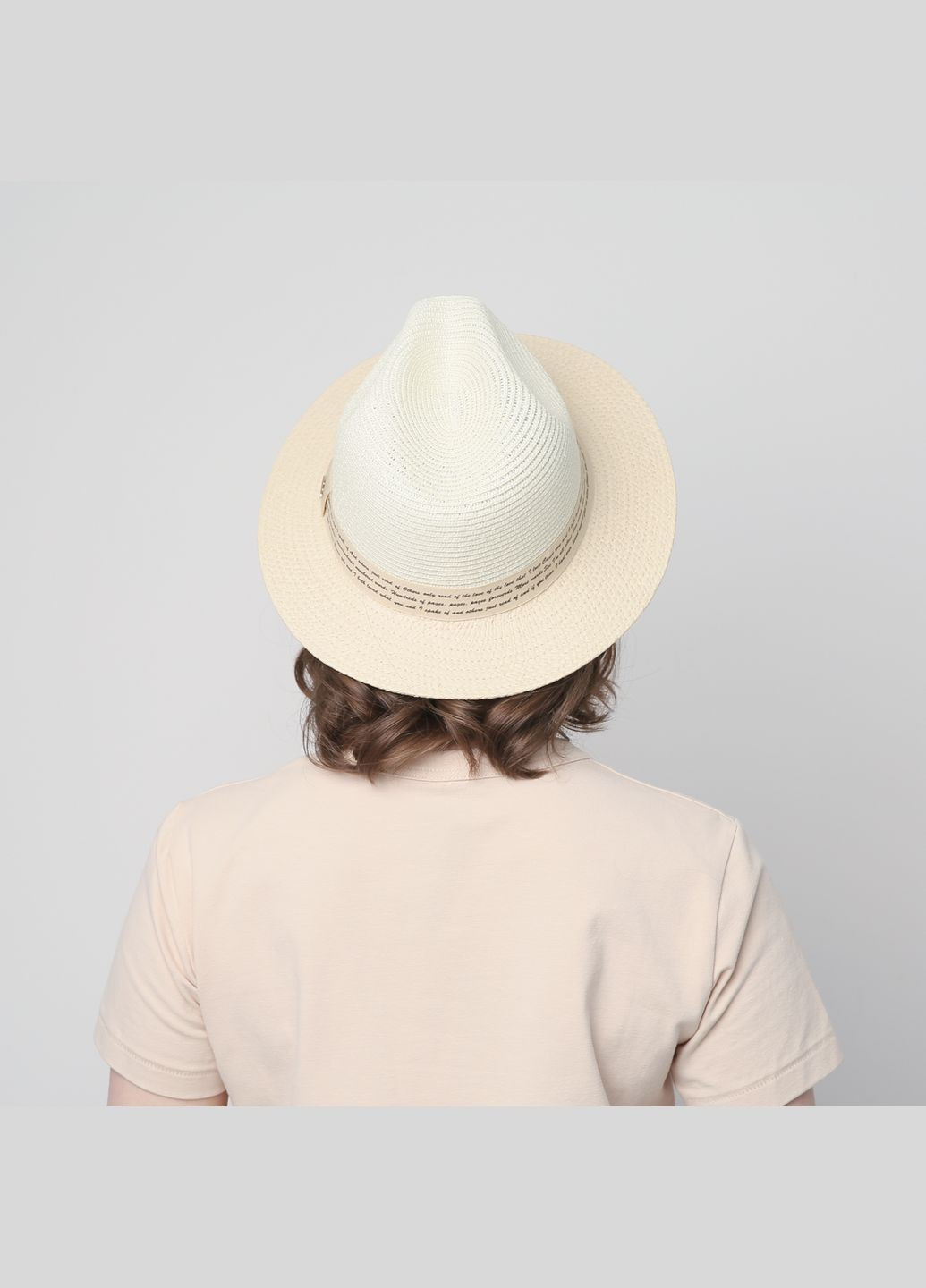 Шляпа федора женская бумага бежевая WENDY LuckyLOOK 817-747 (289478407)