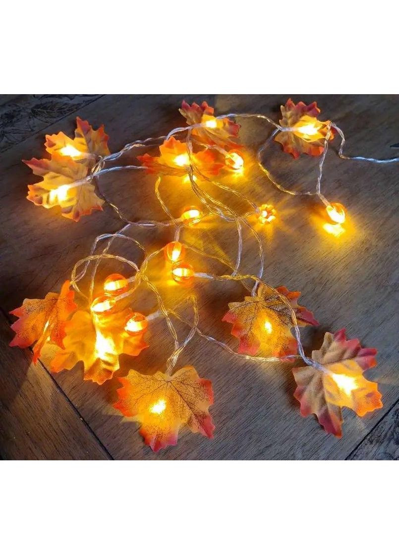 Світлодіодна гірлянда на батарейках «Осінній Світ Клена» 2 м на 10 лампочок зі штучним листям No Brand (370290341)