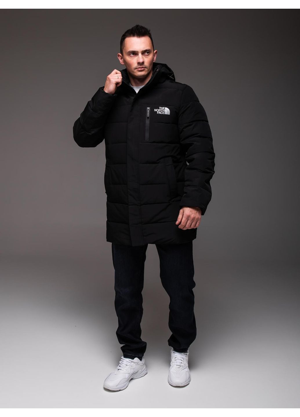 Чорна куртка чоловіча подовжена зимова . парка чоловіча No Brand