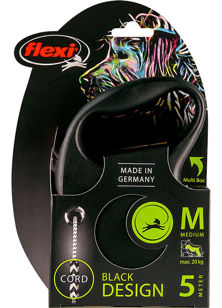 Поводок-рулетка Black Design М трос 5 м Черно-серый (4000498033401) Flexi (322423344)