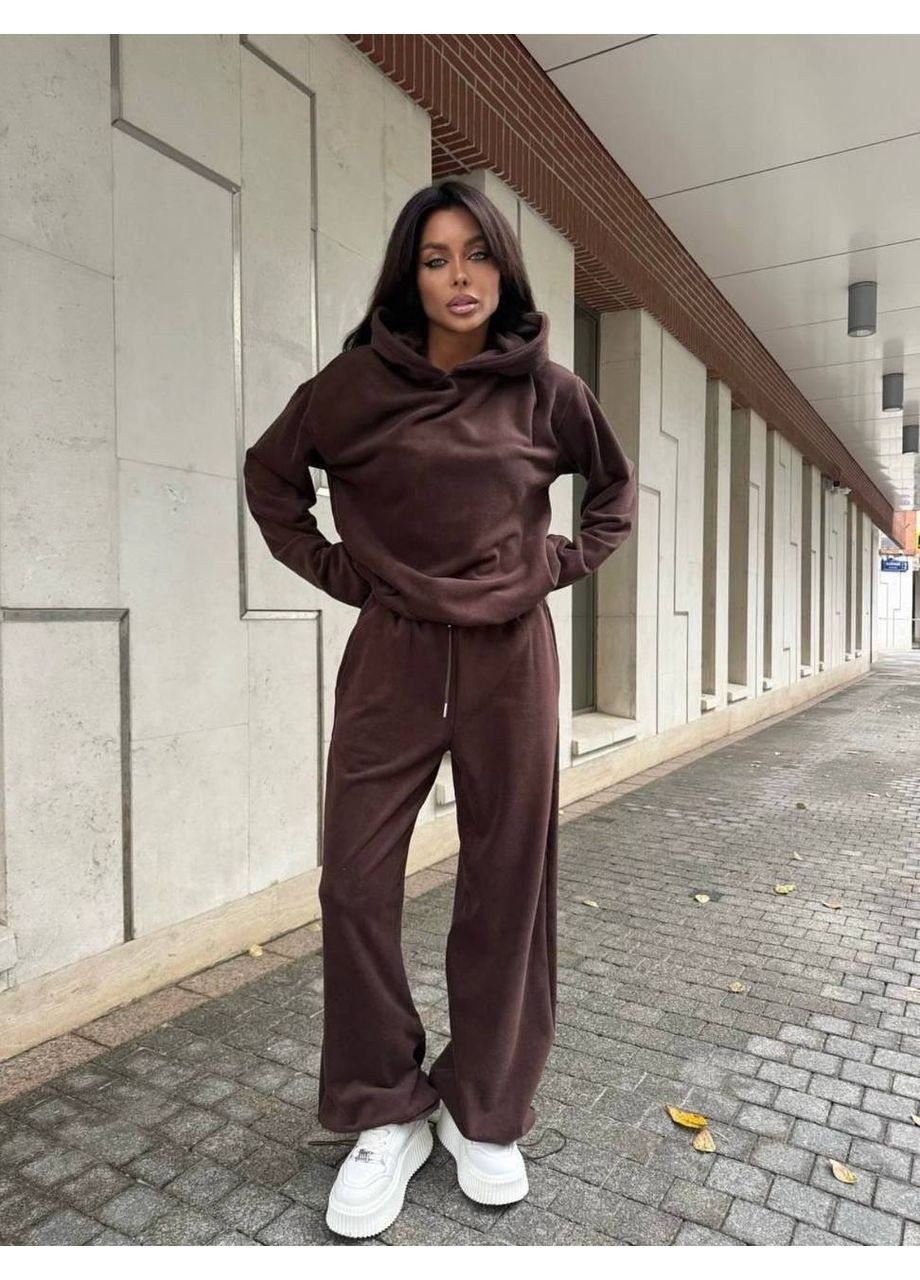 Женский спортивный костюм из флиса: худые с капюшоном и брюки на фиксаторах. MonCher (362697836)