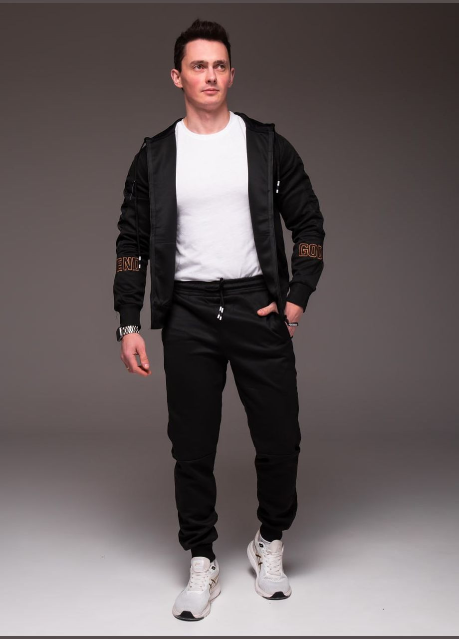 Чоловічий спортивний костюм чорний з капюшоном "Gold" No Brand (342718235)