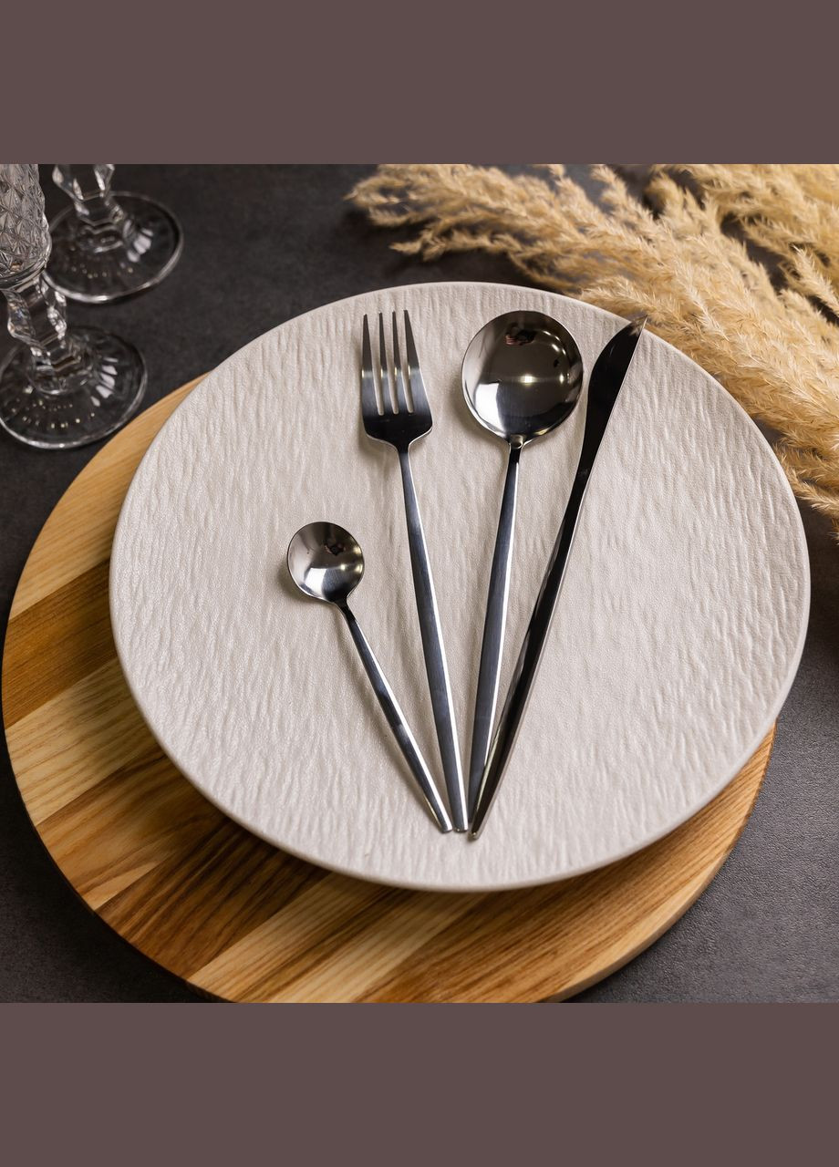 Набір столових приборів 24 предмети набір ложок виделок і ножів на 6 персон Сріблястий HP-20-42 Yiwu (326066314)