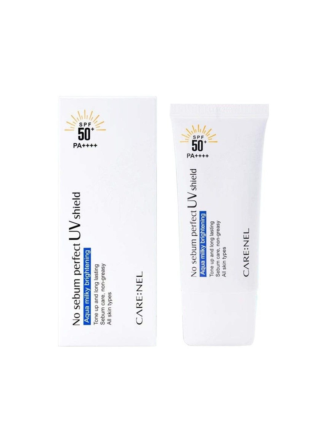 CARENEL Сонцезахисний крем для обличчя No sebum perfect UV shield SPF 50+ / PA++++ 50ml — Крем, Південна Корея (341677896)