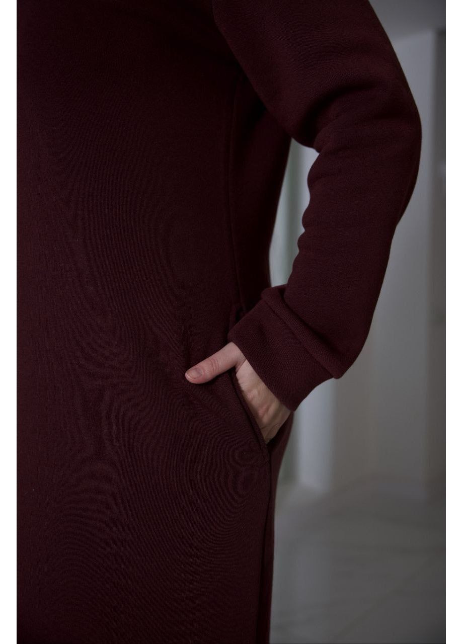 Бордовое женское платье-худы на флисе Osoblyva