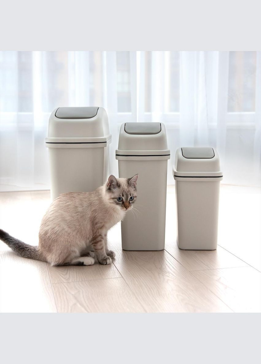 Відро для сміття з кришкою BIN-12 6L GRAY MVM (317254076)