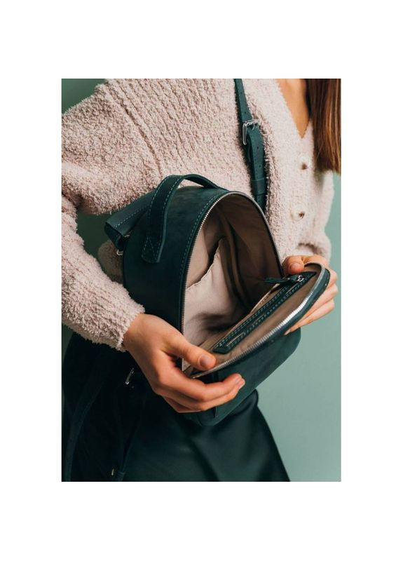 Рюкзак женский кожаный с ремнем через плечо Groove S зеленый винтажный The Wings (301871385)