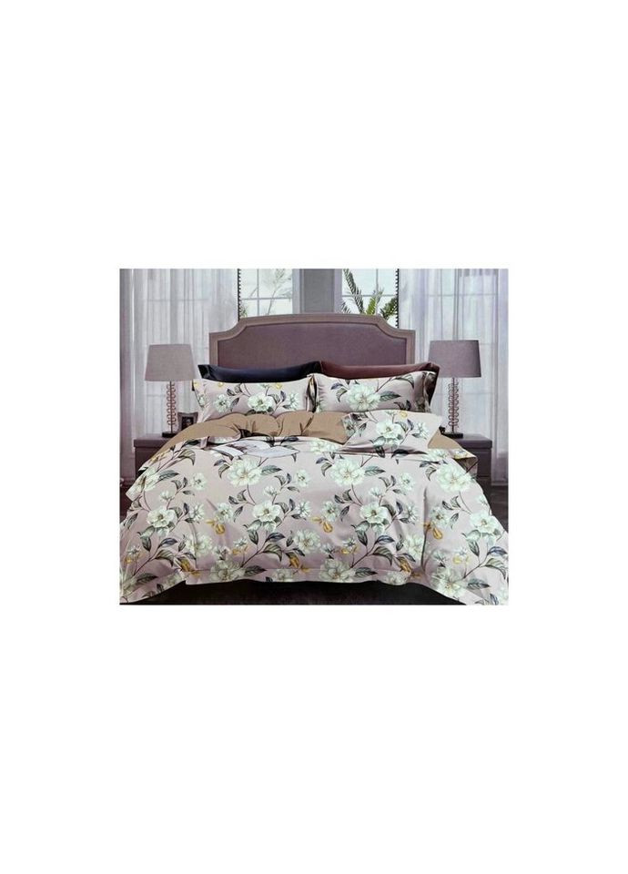 Постельное белье Royal Satin розово-коричневые цветы евро 220х200 (евро RS_рожево коричн квити) ШЕМ (280434777)