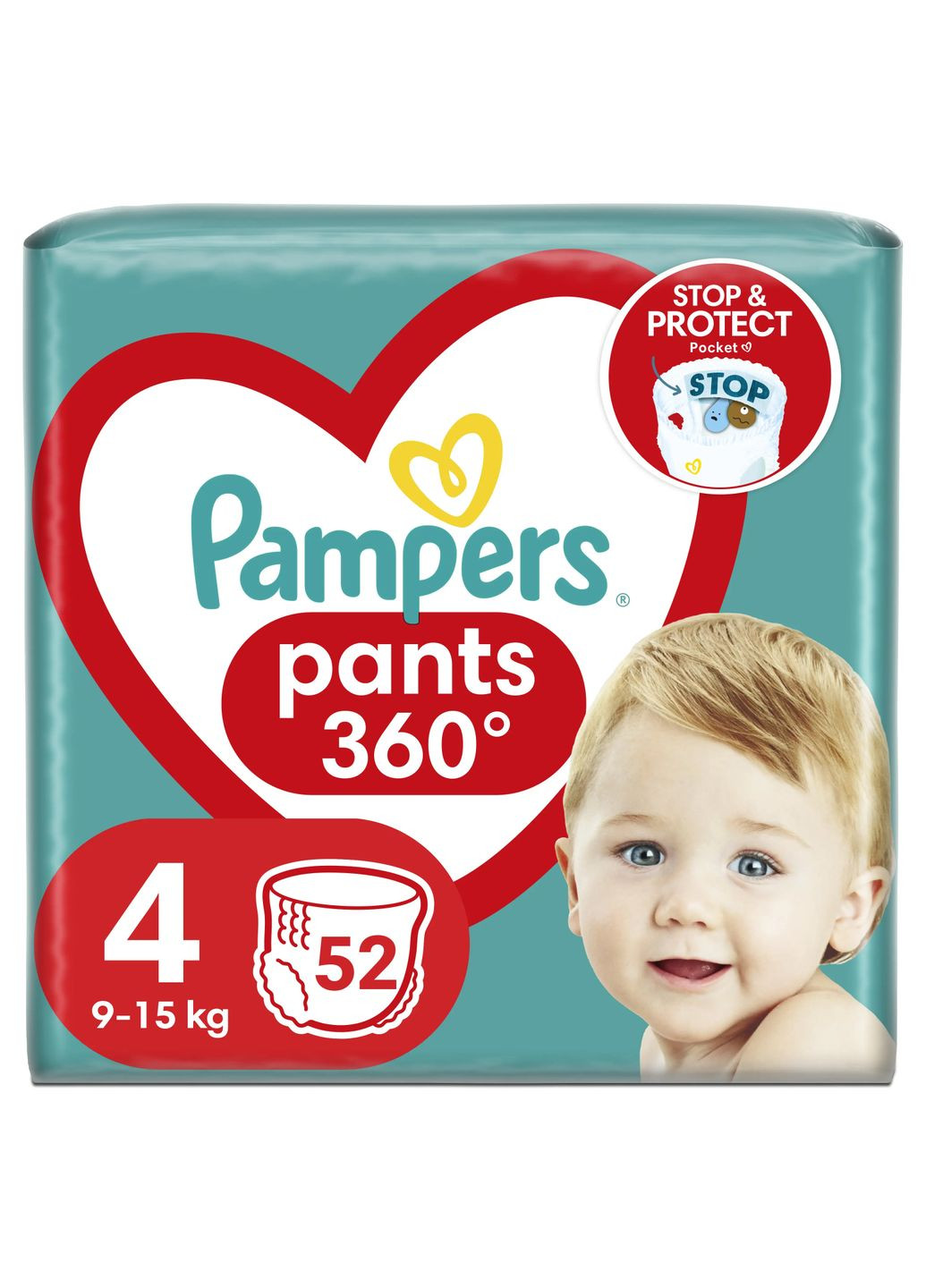 Подгузники-трусики Pants 4 (9-15 кг), 52 шт. Pampers 81692470 (332943800)