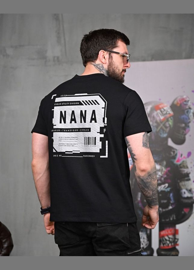 Чорна чоловічі футболки з чорним принтом No Brand