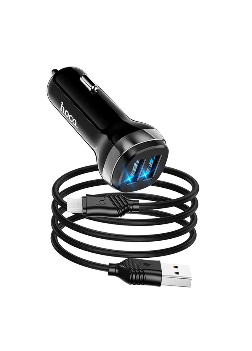 Автомобільний зарядний пристрій Z40 Superior dual port car charger set(Micro) Black Hoco (300682374)
