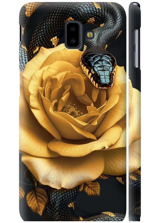 3D пластиковый матовый чехол 'Black snake and golden rose' для Endorphone Samsung Galaxy J6 Plus 2018 (286770844)