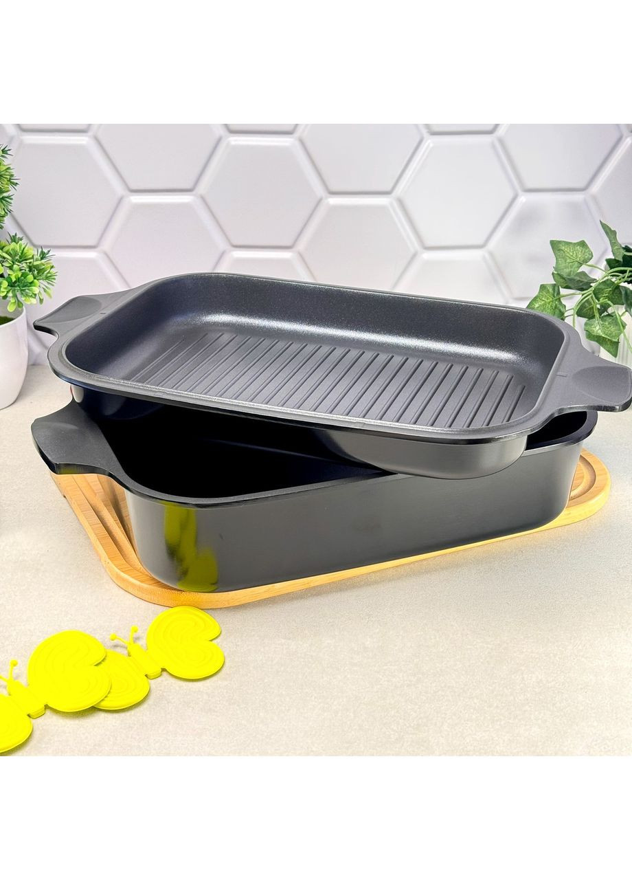 Ростер алюминиевый с грилем 3в1 34×24 см чёрный Zitrone Black Ringel (365268317)