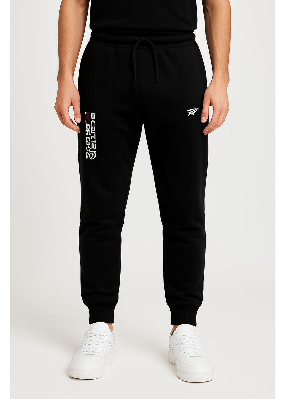 Спортивні штани чоловічі чорні з манжетом (5649) No Brand (370693446)