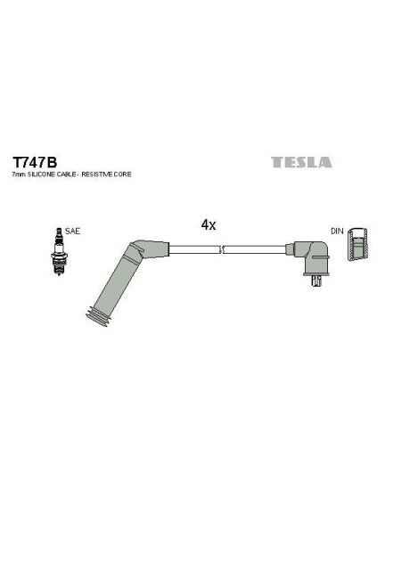 Комплект кабелів високовольтних T747B | OE: 27501-02D00 27501-22B00 27501-22B10 27501-02H00 HYUNDA T747B-ua Tesla (366192180)