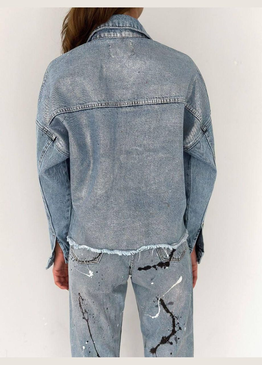 Синяя демисезонная куртка джинсовая No Brand