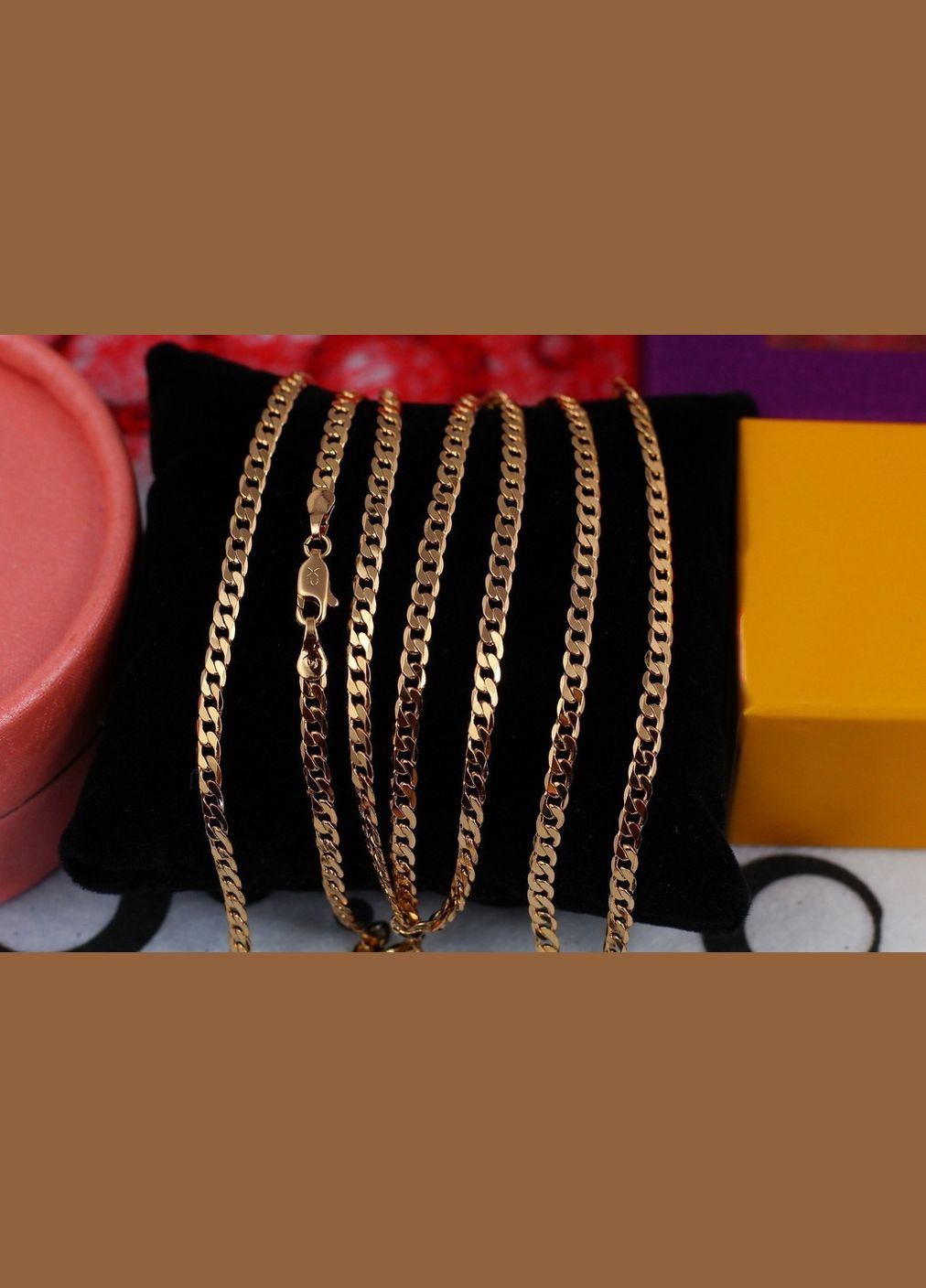 Ланцюг панцирне плетіння з квадратними ланками 60 см 3 мм золотистий Xuping Jewelry (317269478)