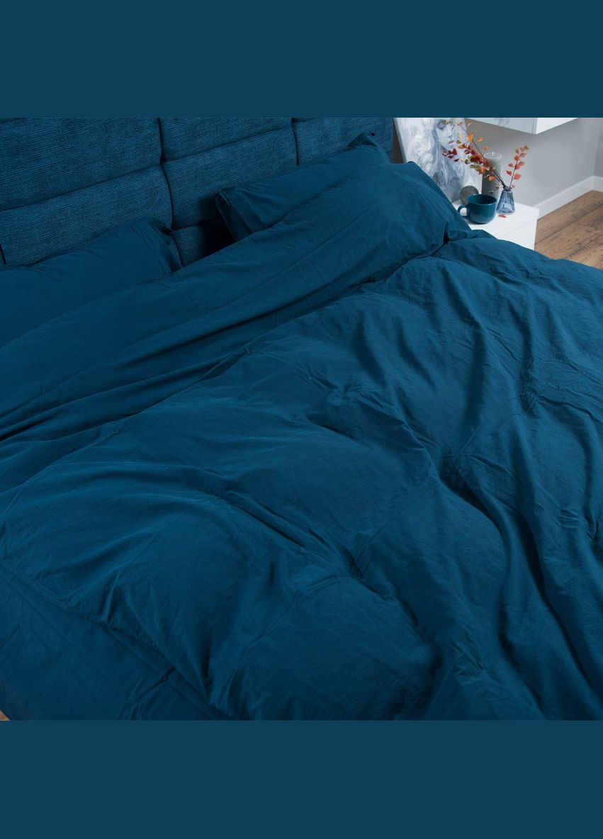 Комплект постельного белья Stonewash Adriatic dark blue евро синий (92370821) SoundSleep (299232798)