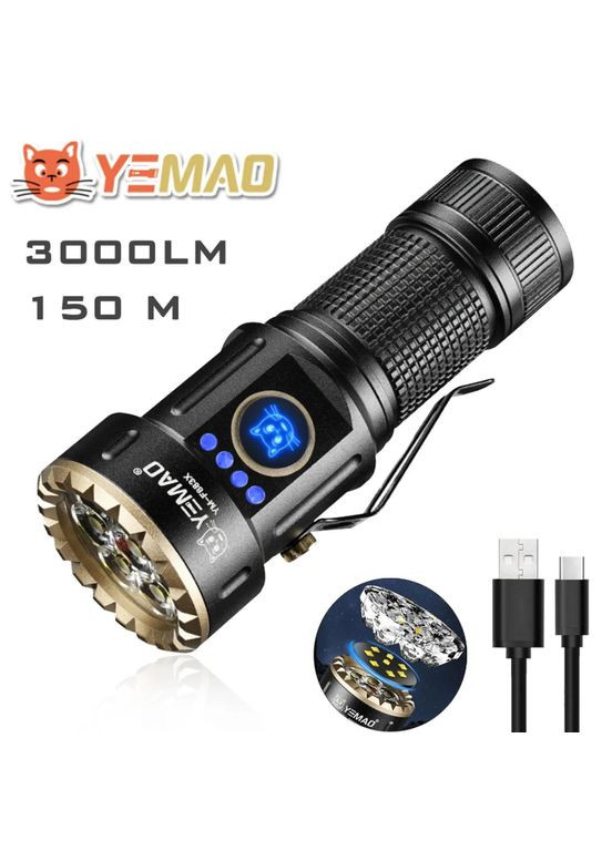 Тактический фонарь YEMAO YM-F883X мощный LED Zoom USB No Brand (370606685)