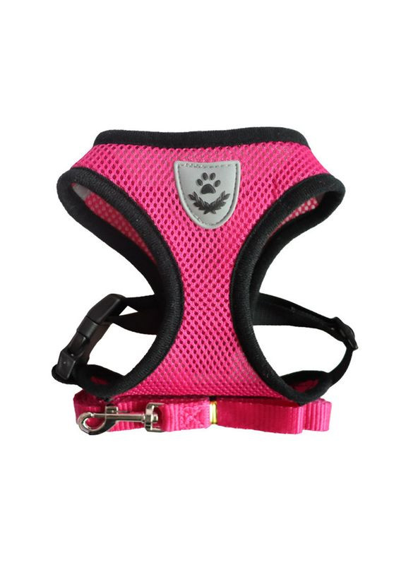 Шлейка для котов и кошек с поводком Pet Style "Сетка" Темнорозовая L No Brand - (323236179)