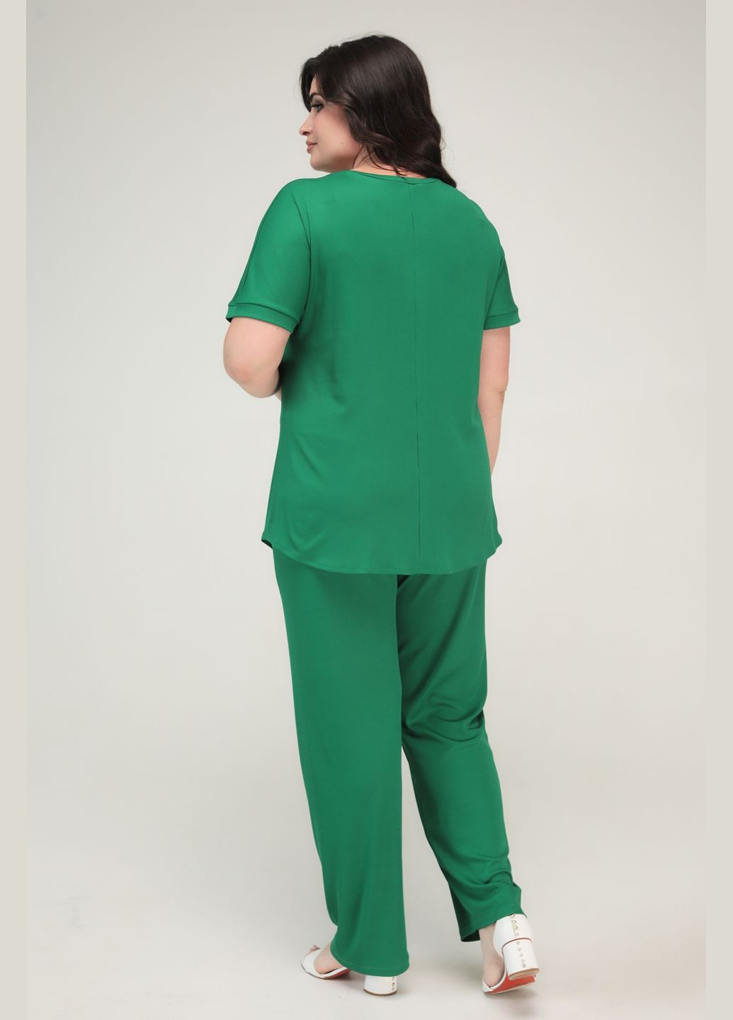 Жіночий костюм-двійка з трикотажу рубчик (брюки +асиметрична футболка) All Posa (ap101582p) A'll Posa (334894472)