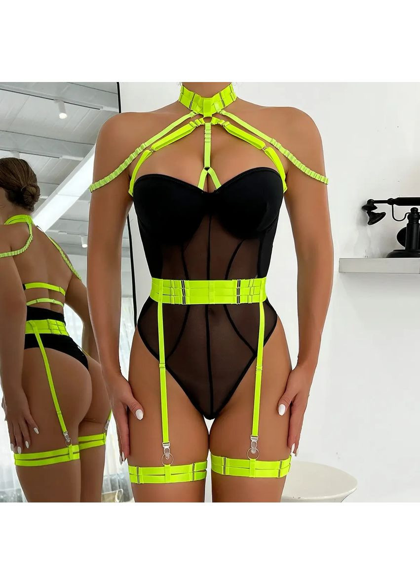 Кружевный бодик с поясом и подтяжками. Кружевный бодик с подтяжками и вышивкой No Brand (361442829)