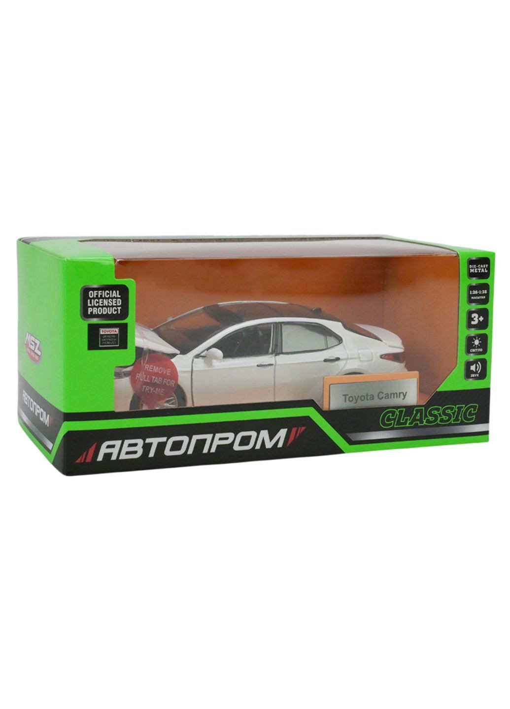 Металева модель Toyota Camry 1:34 з підсвіткою, звуком і відкриваючимися дверима, 18х9х9 см - No Brand 68459-71780 (371924152)