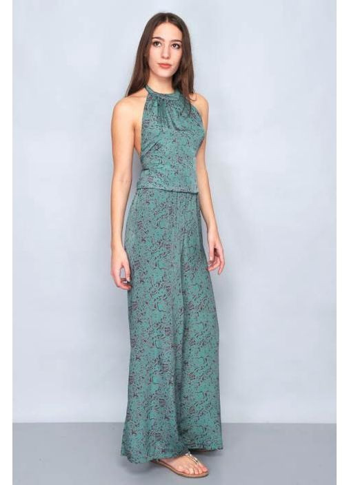 Комбинезон женский 16/LJ-011 HHG комбинезон-брюки цветочный зелёный повседневный, кэжуал полиэстер