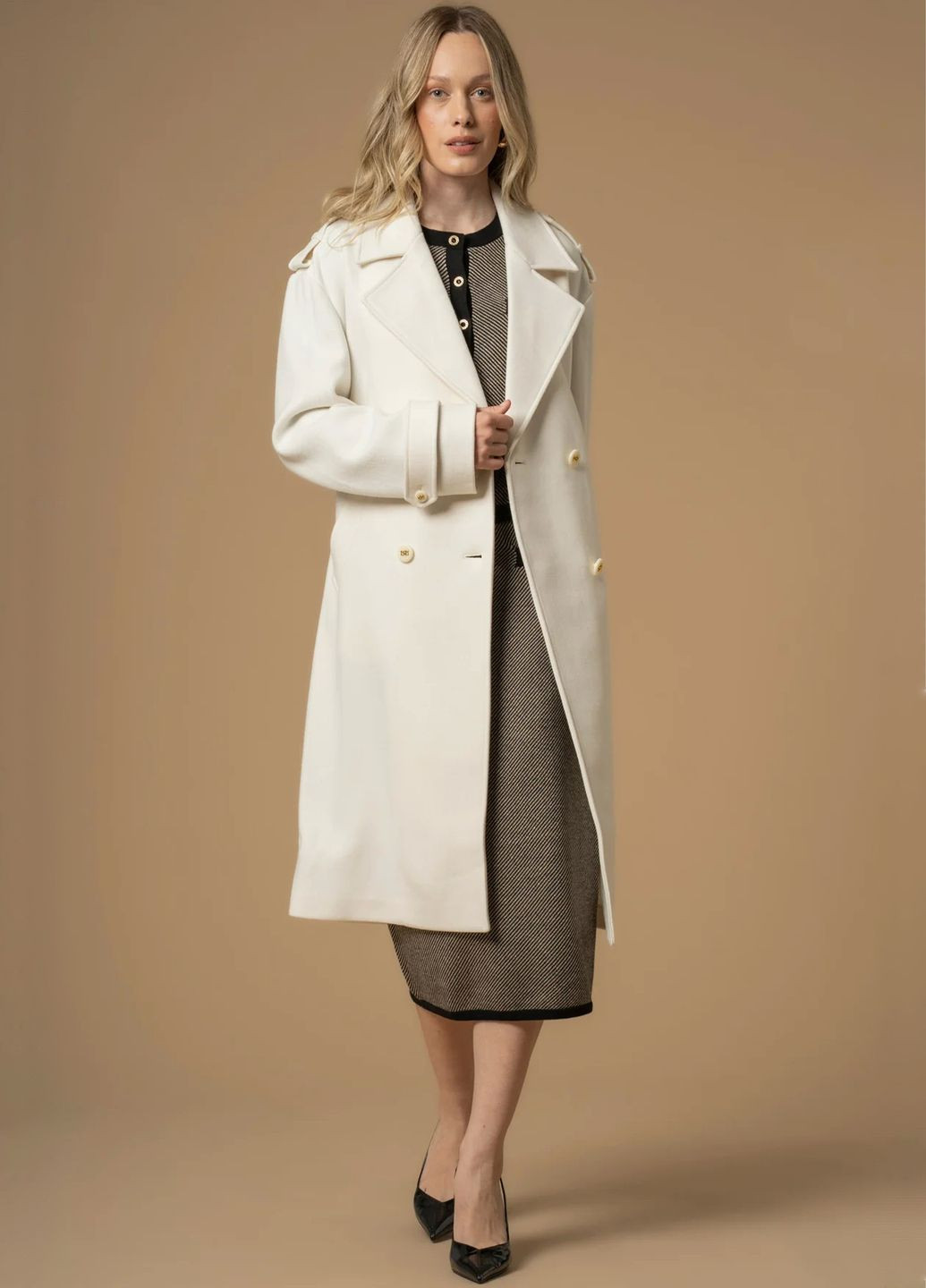 Белое демисезонное Пальто Kocca