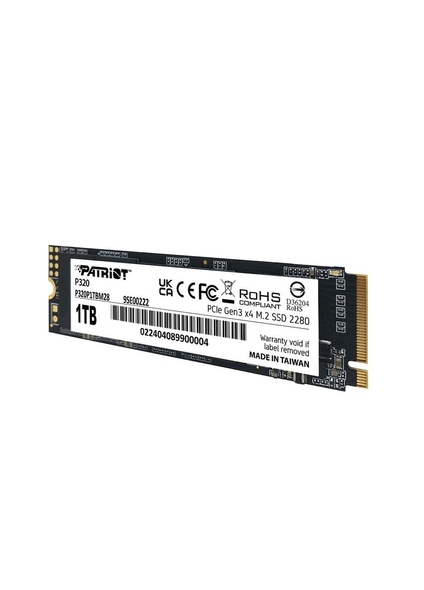 Накопитель SSD M.2 1TB NVMe 2280 Gen3.0 x4 3D TLC (P320P1TBM28) Patriot P320 (372679902)