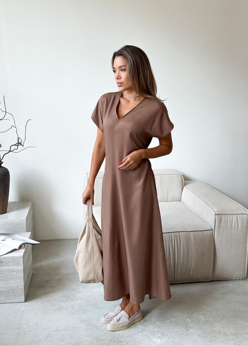 Коричневое кэжуал платье женское селеста Art Knit однотонное