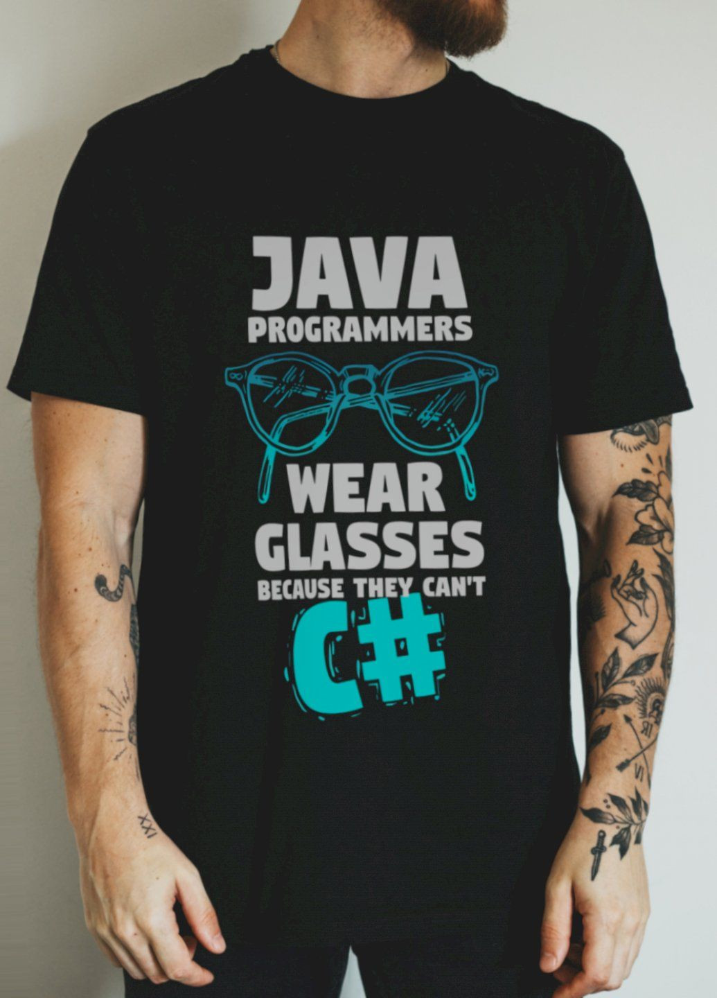 Чорна футболка чорна чоловіча "java programmers wear glasses..." Ctrl+