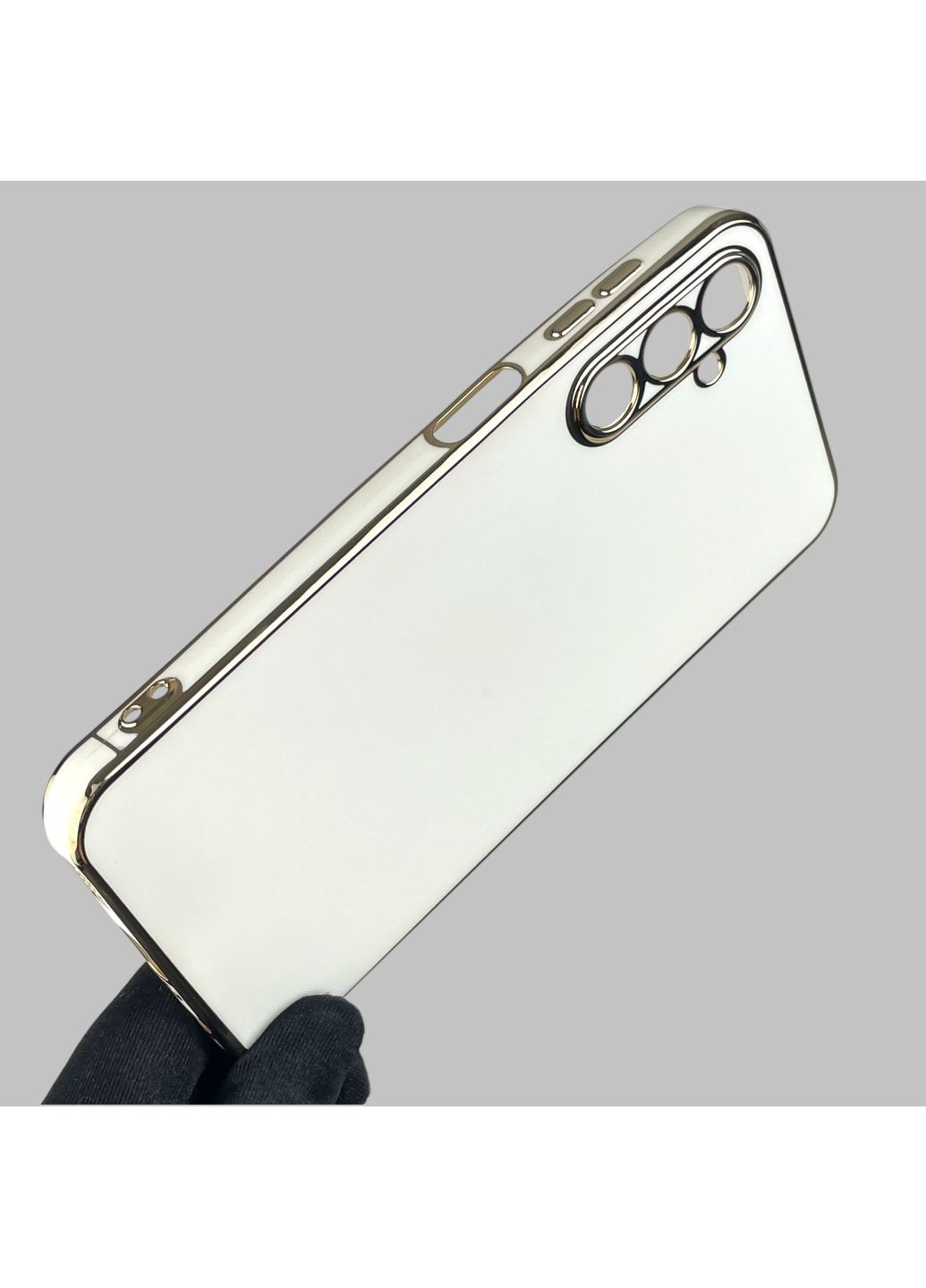 Чохол для Galaxy A24 (SM-A245F) із золотою окантовкою із захистом камери на самсунг а24 білий Samsung (366022985)