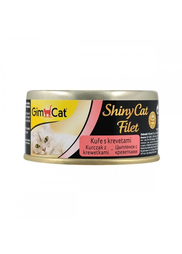 Корм вологий Shiny Cat Filet для котів з куркою та креветкою 70 г GimCat (386995837)