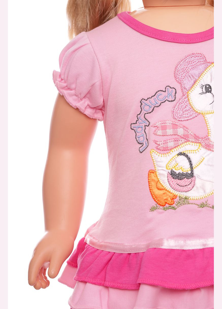 Розовый летний костюм с коротким рукавом для девочки трикотажный с уточкой розовый 86 см (27239) BABYKROHA