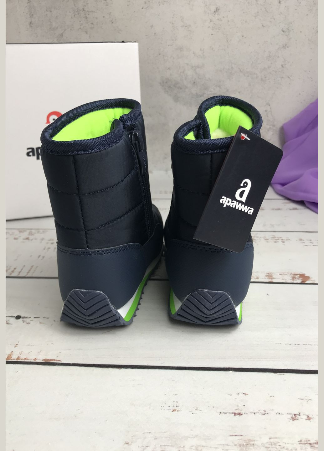 Чоботи дутики зимові дитячі Темно-синій (225) Apawwa (347236304)