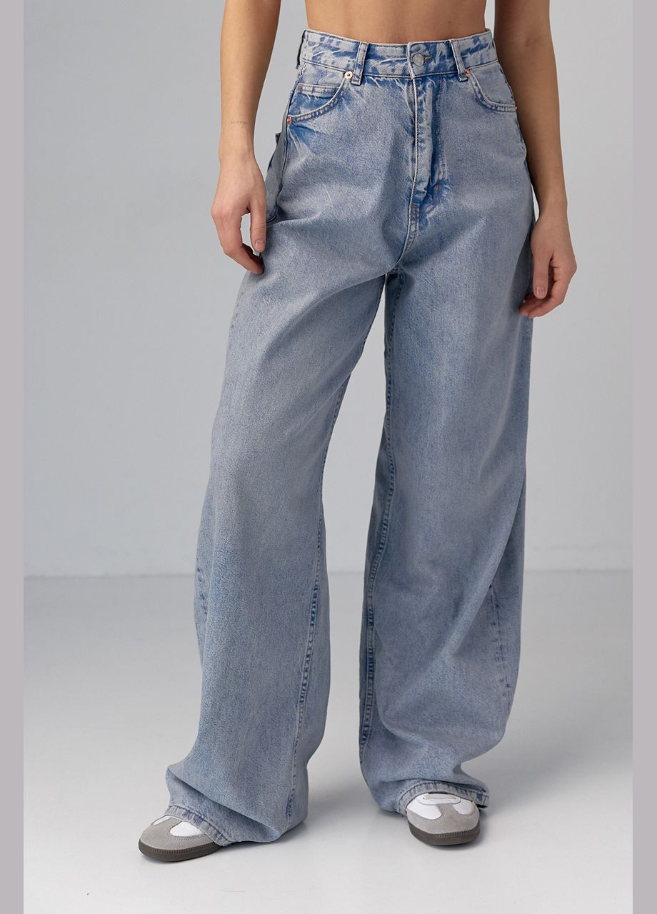 Жіночі широкі джинси wide-leg - синій колір Lurex - (293293088)