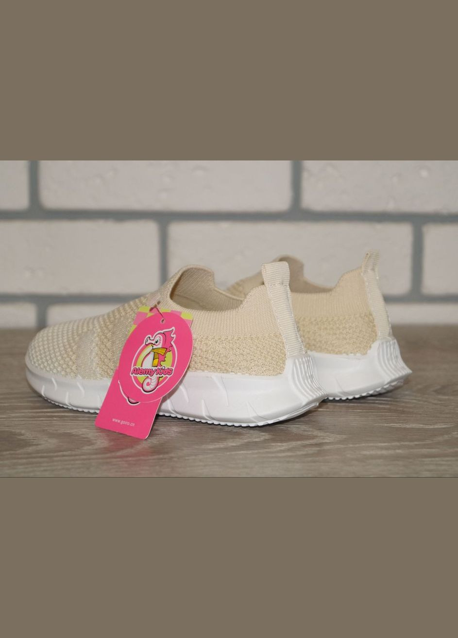 Бежевые демисезонные кроссовки текстильные для девочки бежевые Alemy Kids