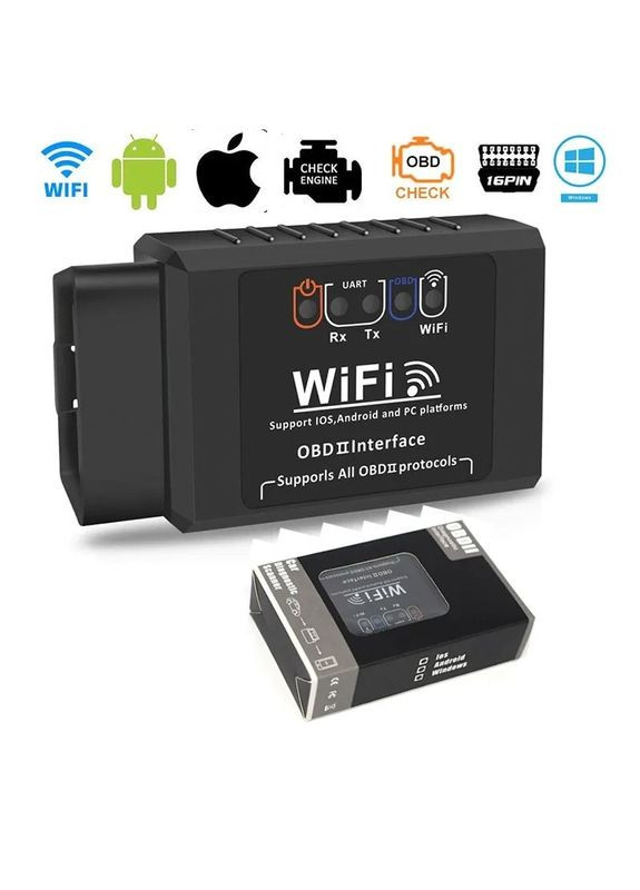Диагностический сканер автомобильный OBDll Wi-Fi 327 1.5 V ELM (327414491)