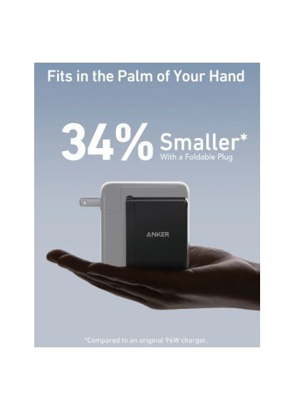 Зарядний пристрій PowerPort 736 Nano II - 100W 2xUSB-C PD 1xPIQ GaN Black (A2145G11) Anker PowerPort 736 Nano II - 100W 2xUSB-C PD 1xPIQ GaN (372157363)