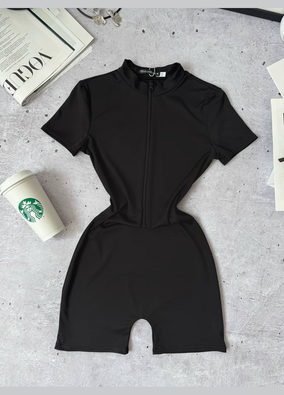 Комбинезон женский Україна комбинезон-шорты однотонный чёрный повседневный
