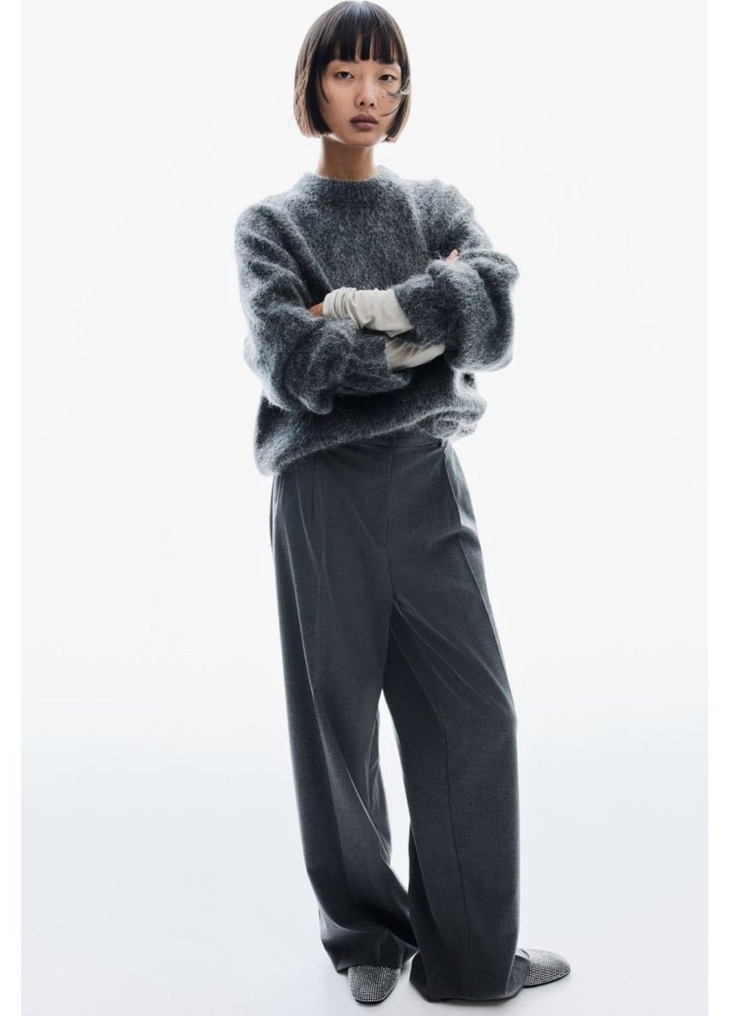 Жіночі елегантні штани Н&М (57689) XS Сірі H&M (304196985)