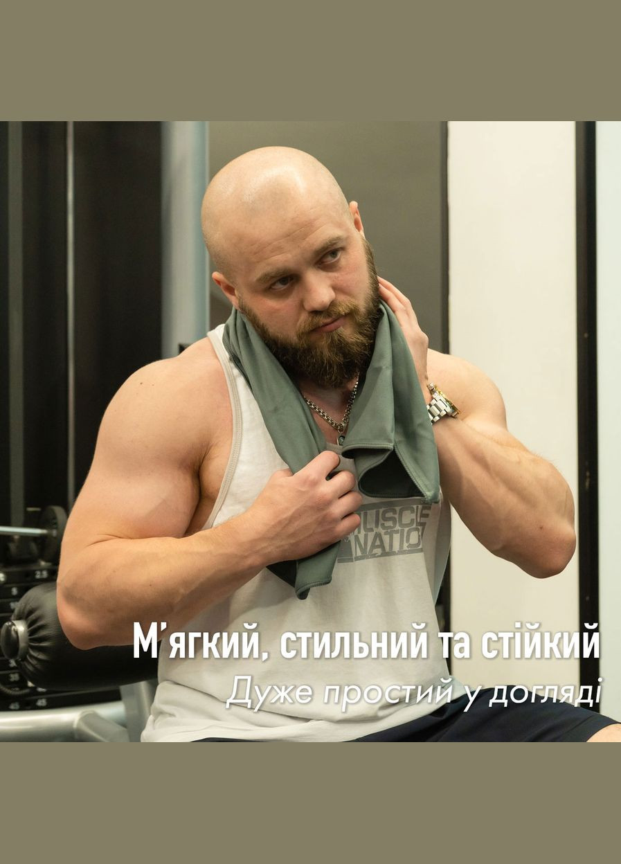 Дорожное спортивное полотенце из микрофибры с чехлом Серый (A-025675) Love You хаки